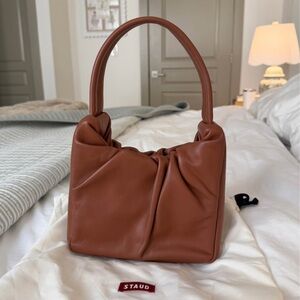 STAUD Felix Tan Leather Shoulder Bag